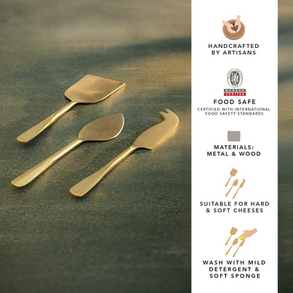 Cheese Set of 3 Champagne Gold Matt Finish