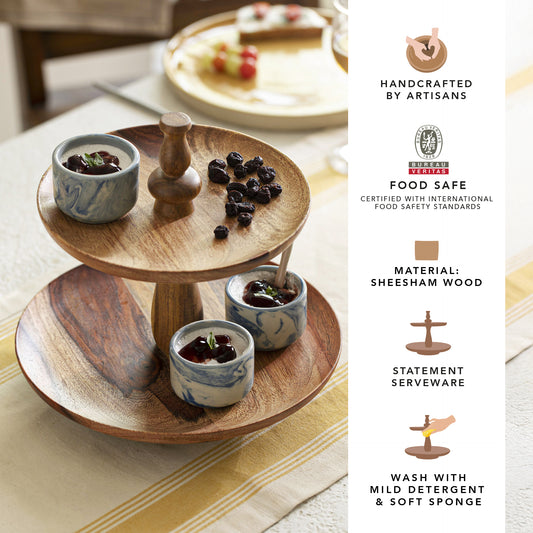 Sheesham 2 - tier cake stand