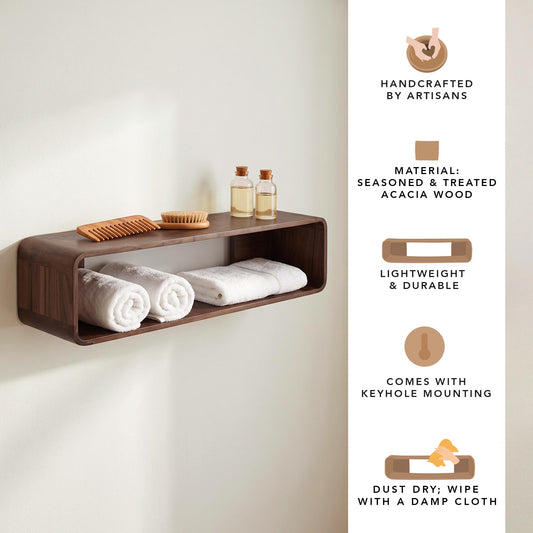 Boxy Wooden Wall Shelf