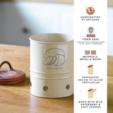 Egg Shell Metal Potato Storage Bin With Wooden Lid