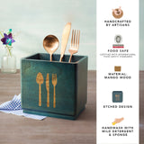 Blue Wood Utensil Holder