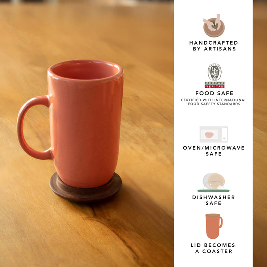 Rustic Reef Ceramic Mug With Wooden Lid