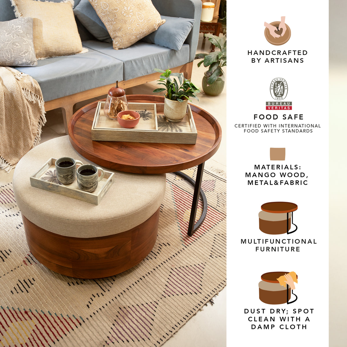 Metal Coffee Table & Nested Drum