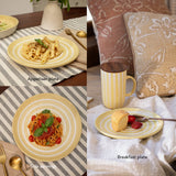Ceramic Breakfast Plate Stripes Lemon