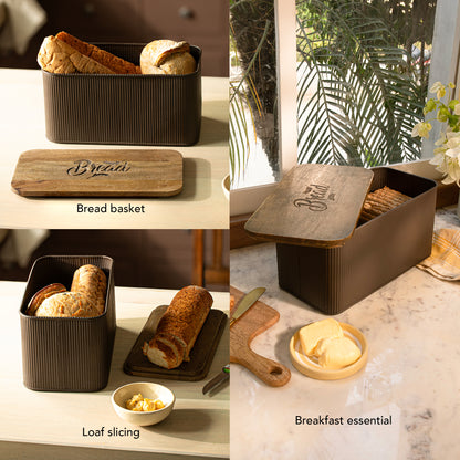 Charcoal Brown Bread Box with Lid