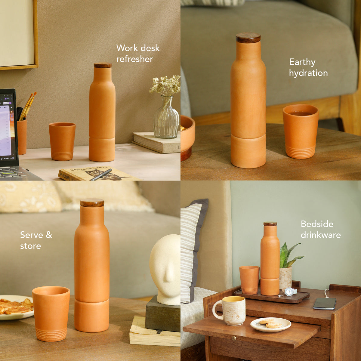 terracotta bottle with wooden lid