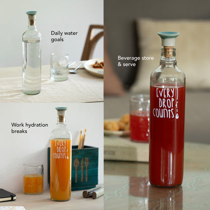 Drop Glass Water Bottle With Ceramic Stopper