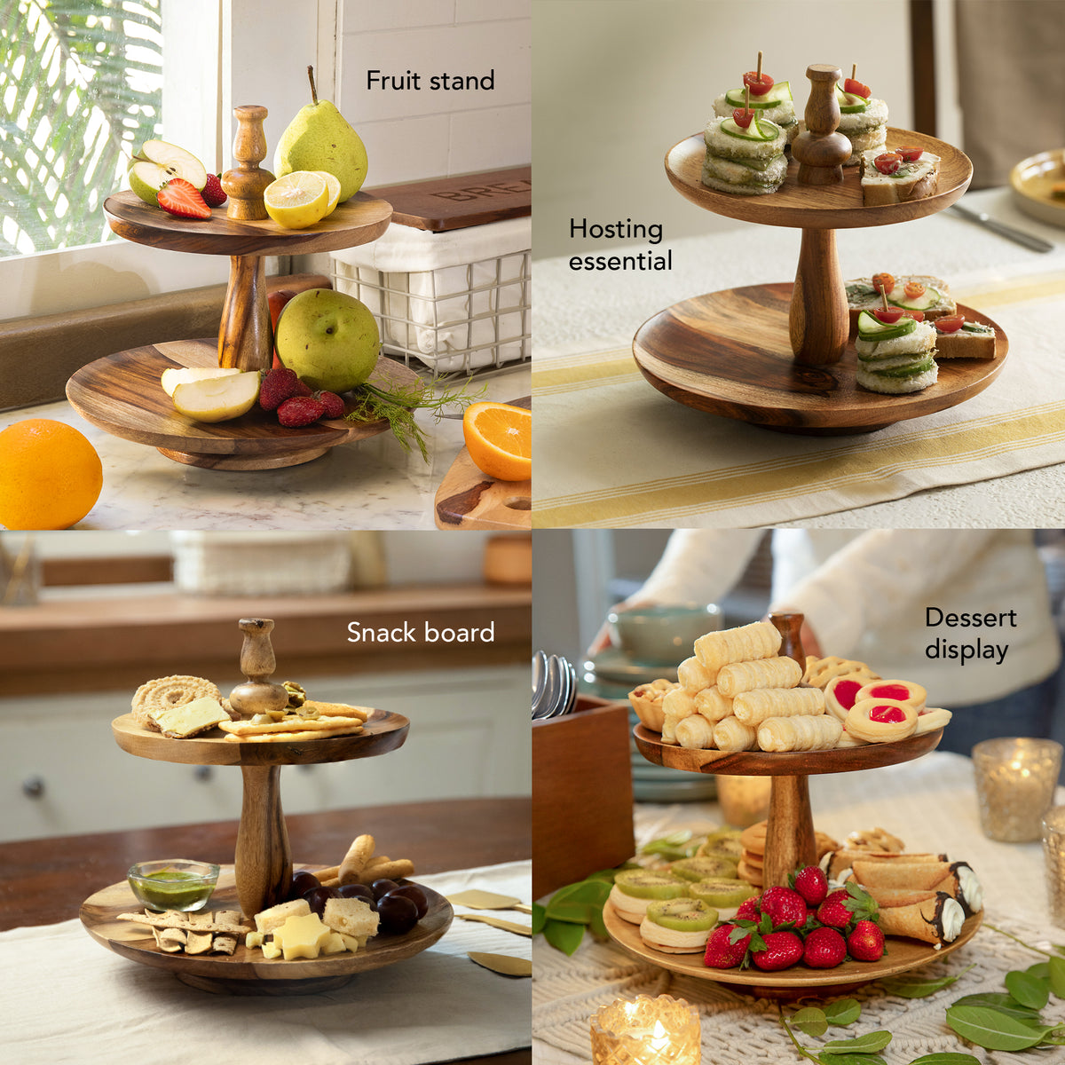 Sheesham 2 - tier cake stand