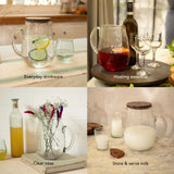 Dewy Glass Jug With Wooden Lid