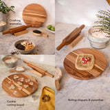 In Teak Wooden Chakla Belan With Stand- Small