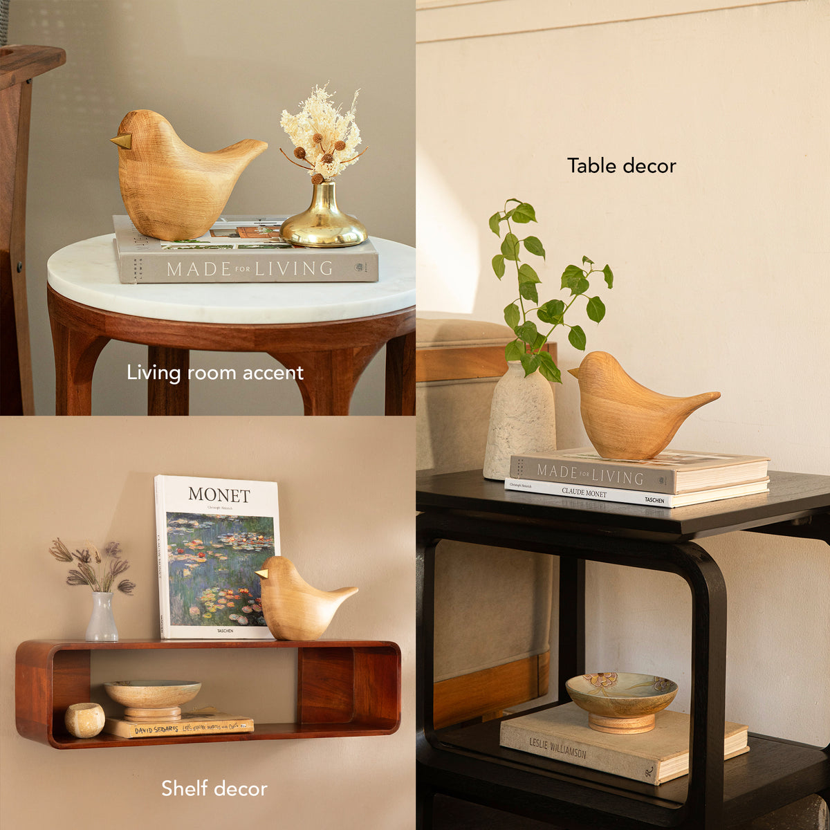 Dovy Oak Wood Decorative Bird