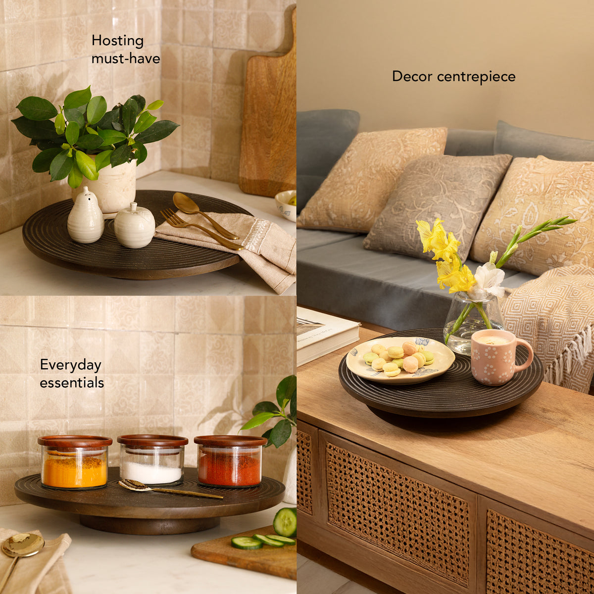 Mango  Lazy Susan Ribbed Natural