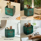 Blue Wood Utensil Holder