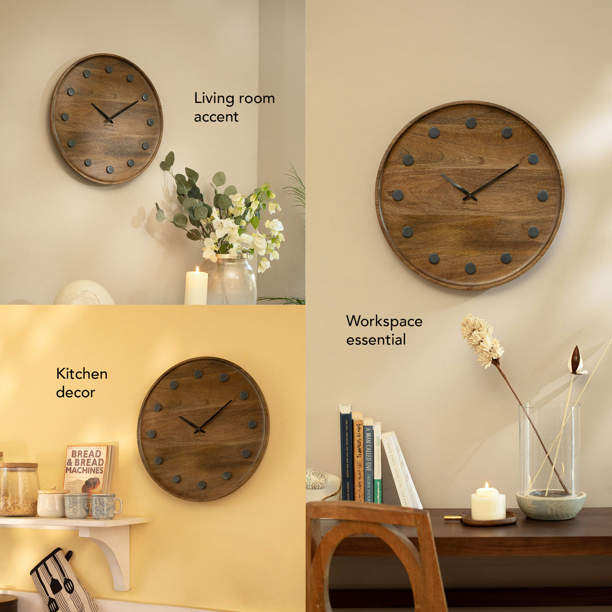 Ebony wooden wall clock