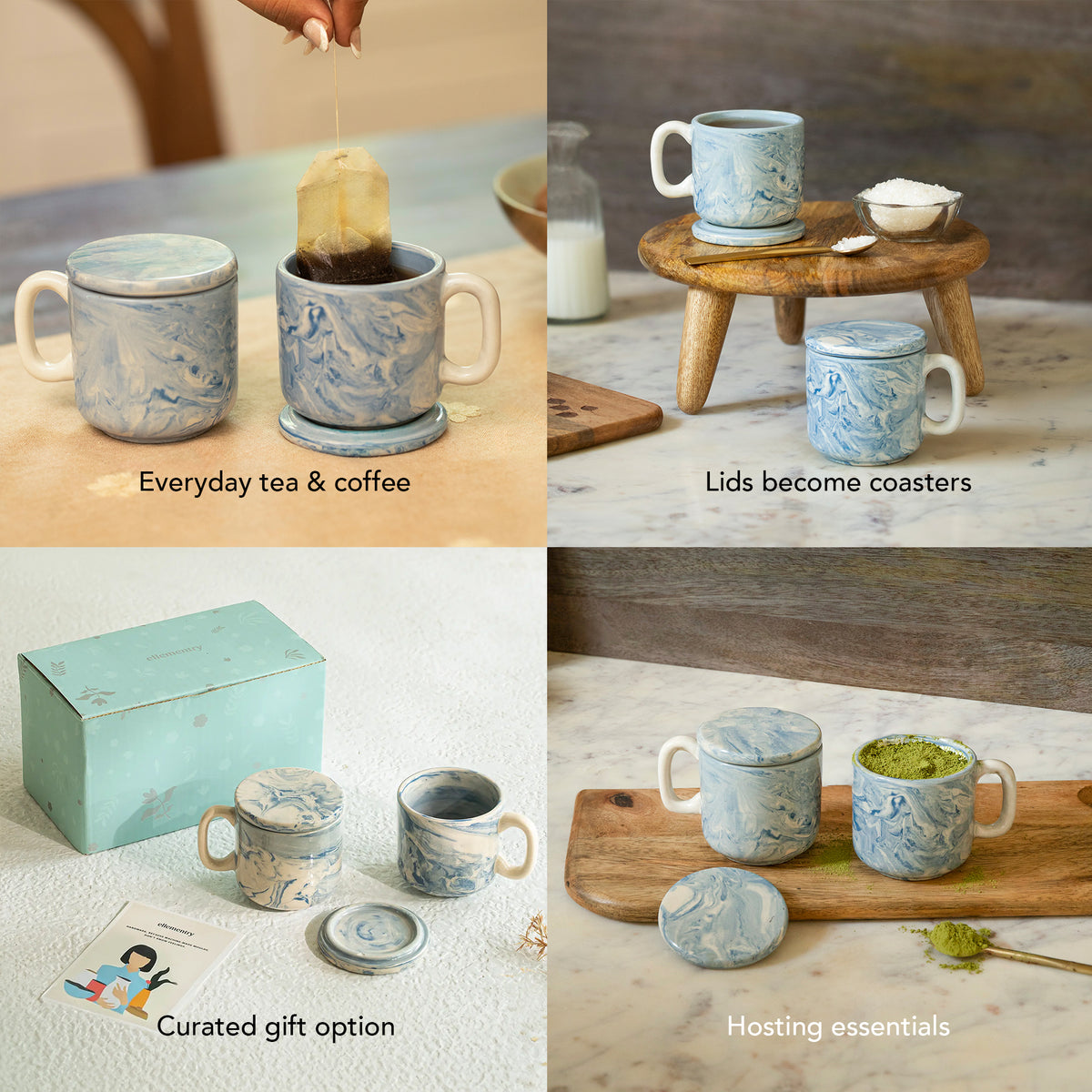 The Earth Ceramic Mug Set of Two with Lid