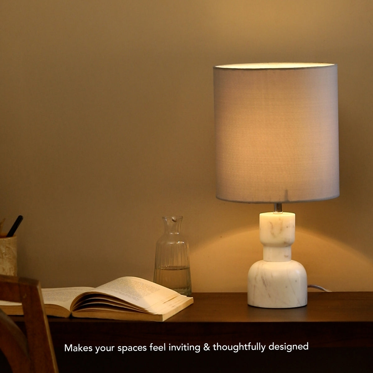 Mist Marble Table Lamp with Shade