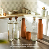 Daisy Glass Water Bottle With Wooden Stopper