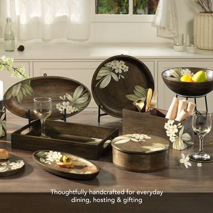 Frangipani Wooden Cutlery Stand