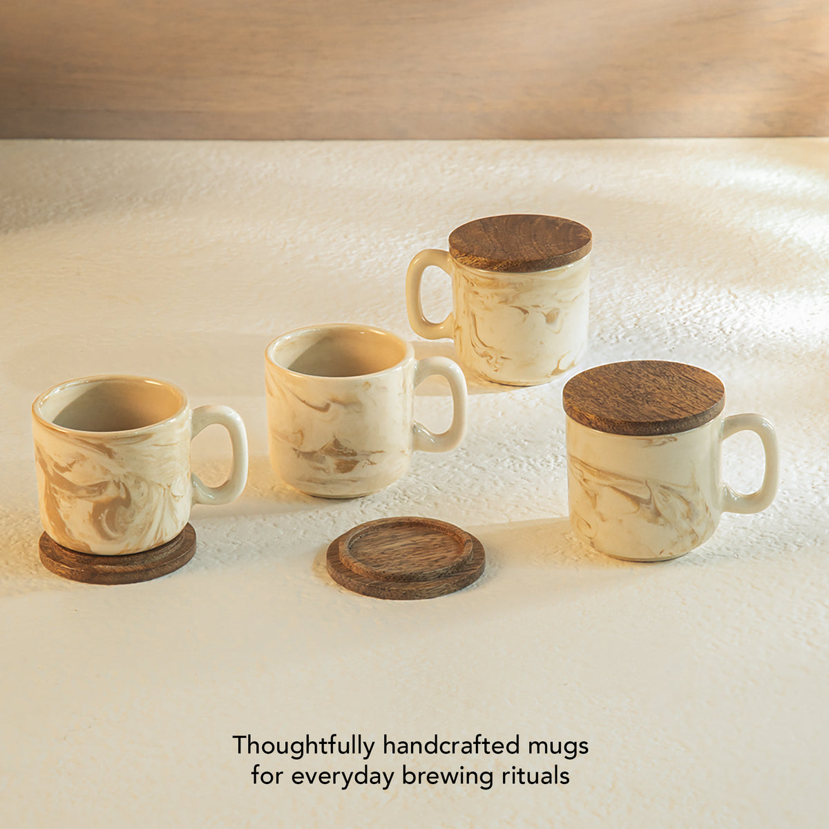 Jupiter Mug Set of 4 with wooden lid