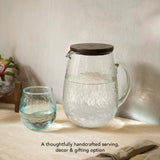Dewy Glass Jug With Wooden Lid