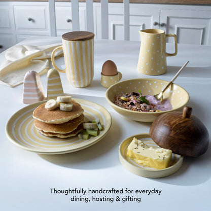 Ceramic Breakfast Plate Stripes Lemon