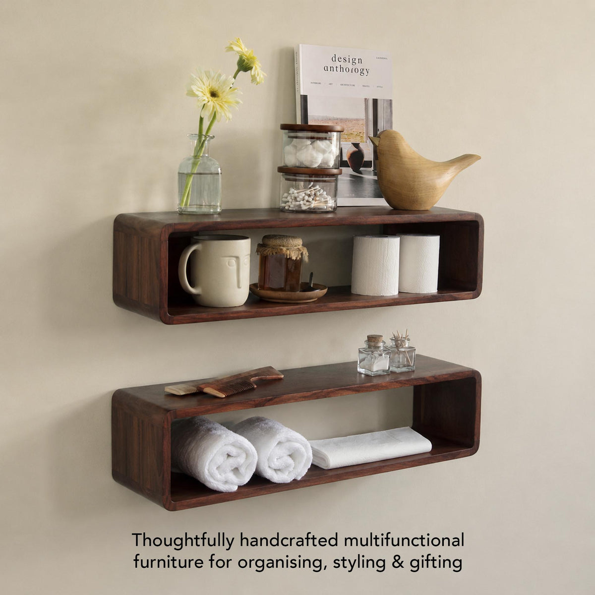 Boxy Wooden Wall Shelf