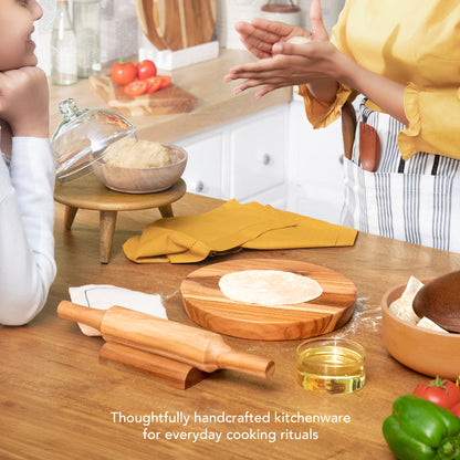 In Teak Wooden Chakla Belan With Stand- Large