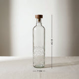 Frosted Chevron Glass Bottle W/Brown Wood Stopper