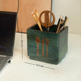 Blue Wood Utensil Holder
