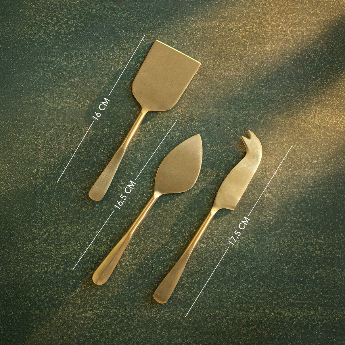 Cheese Set of 3 Champagne Gold Matt Finish