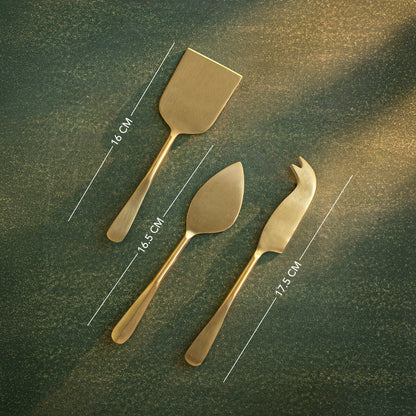 Cheese Set of 3 Champagne Gold Matt Finish