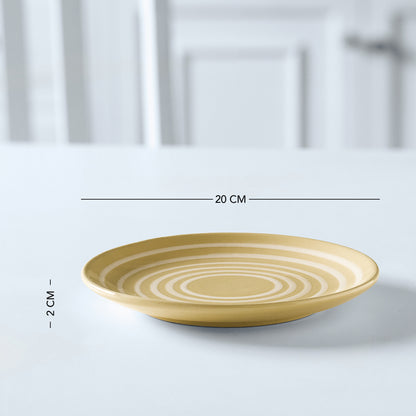 Ceramic Breakfast Plate Stripes Lemon