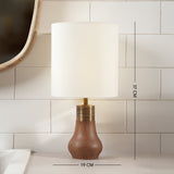 Cottage Wooden Ribbed Lamp With Shade
