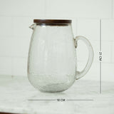 Dewy Glass Jug With Wooden Lid