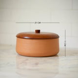 Terracotta Curd Setter With Wooden Lid- Large