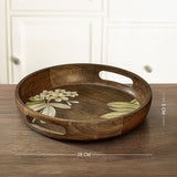 Frangipani Circular Wooden Tray