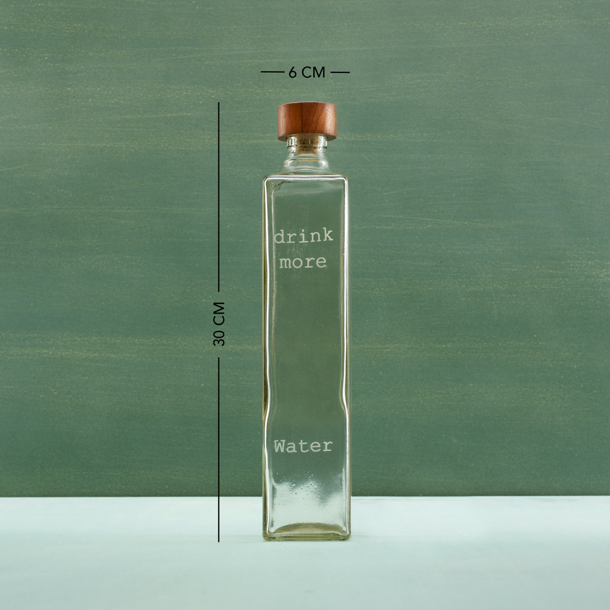 Drink More Glass Water Bottle With Wooden Stopper