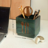 Blue Wood Utensil Holder