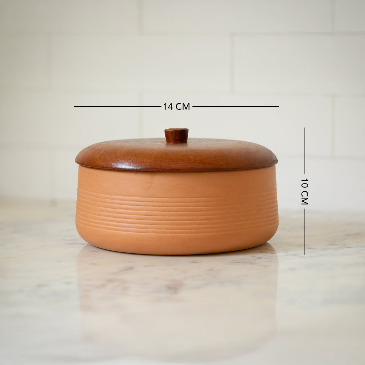 Terracotta Curd Setter With Wooden Lid- Small