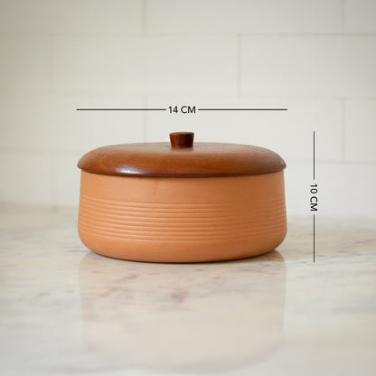 Terracotta Curd Setter With Wooden Lid- Small