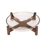 Clear Glass Bowl With Wooden Stand