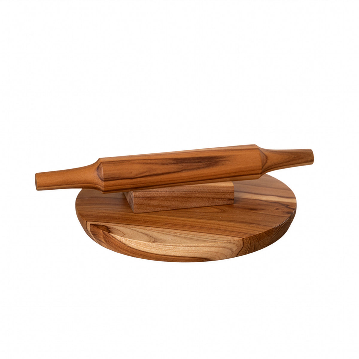 In Teak Wooden Chakla Belan With Stand- Small