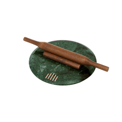 Verde Marble Chakla Belan with Stand
