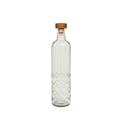 Frosted Chevron Glass Bottle With Brown Wooden Stopper