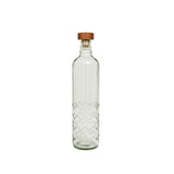 Frosted Chevron Glass Bottle W/Brown Wood Stopper