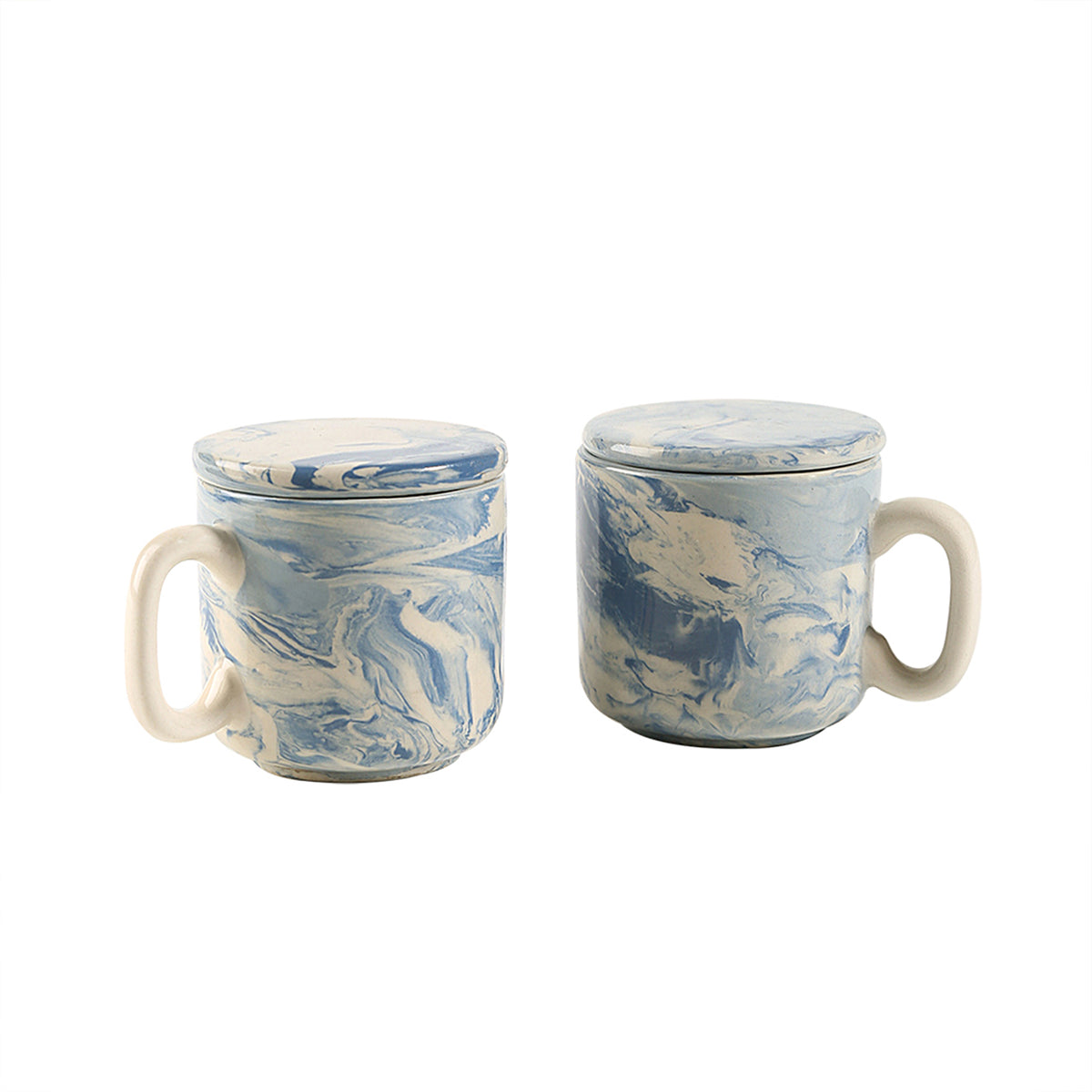 The Earth Ceramic Mug Set of Two with Lid