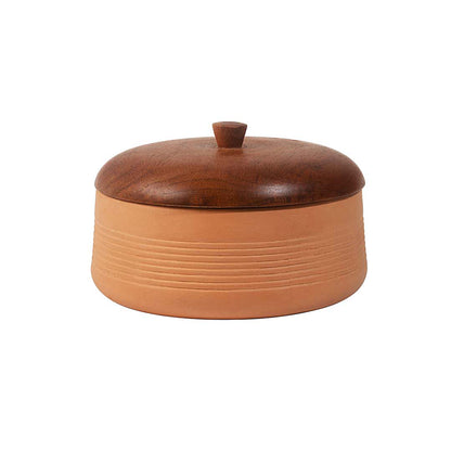 Terracotta Curd Setter With Wooden Lid- Large