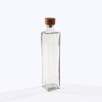 Drink More Glass Water Bottle With Wooden Stopper