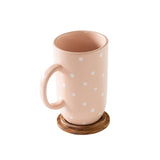 Ceramic Mug Tall Polka Dots With Wooden Lid