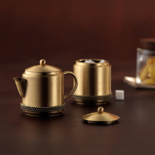 Masai Brass Milk & Sugar Pot Set Gold